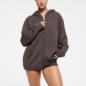 Skims French Terry Oversized Zip Up Hoodie 100% Cotton Iron Size XS